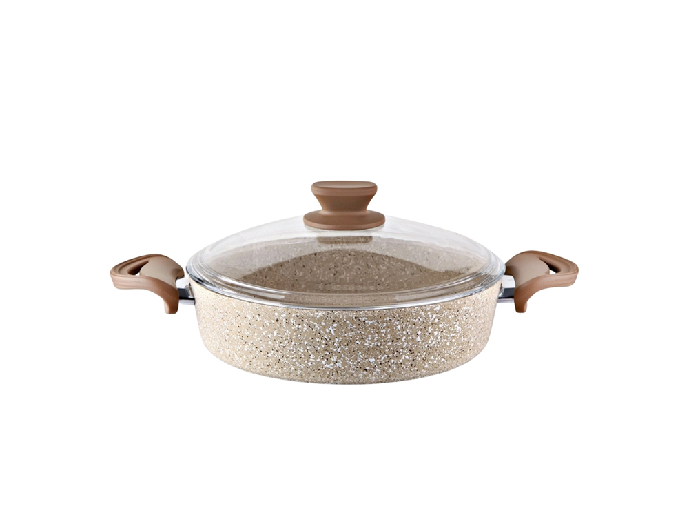 Eco Diez Ezme Serisi Basık Tencere Bakalit Saplı - Kapuçino 22 cm