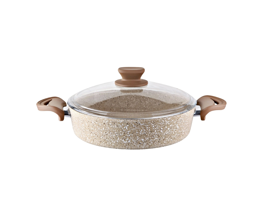 Eco Diez Ezme Serisi Basık Tencere Bakalit Saplı - Kapuçino 24 cm