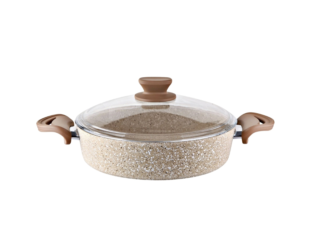 Eco Diez Ezme Serisi Basık Tencere Bakalit Saplı - Kapuçino 26 cm