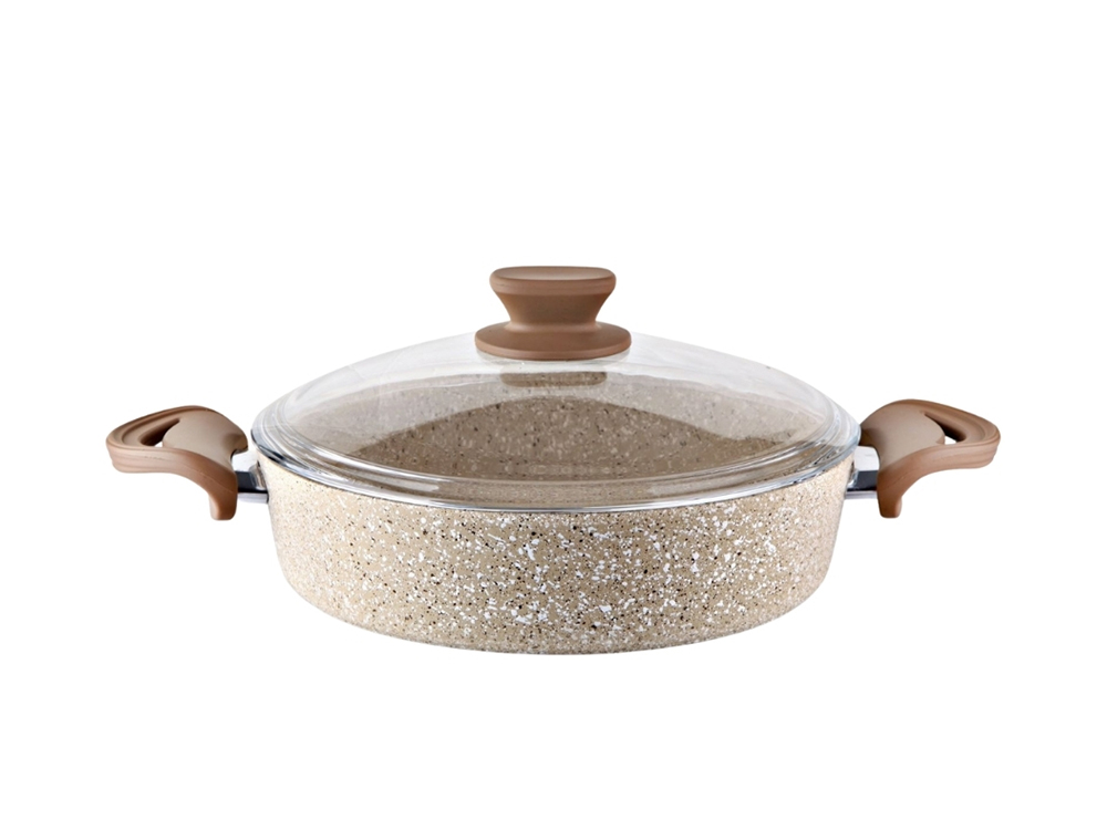 Eco Diez Ezme Serisi Basık Tencere Bakalit Saplı - Kapuçino 28 cm