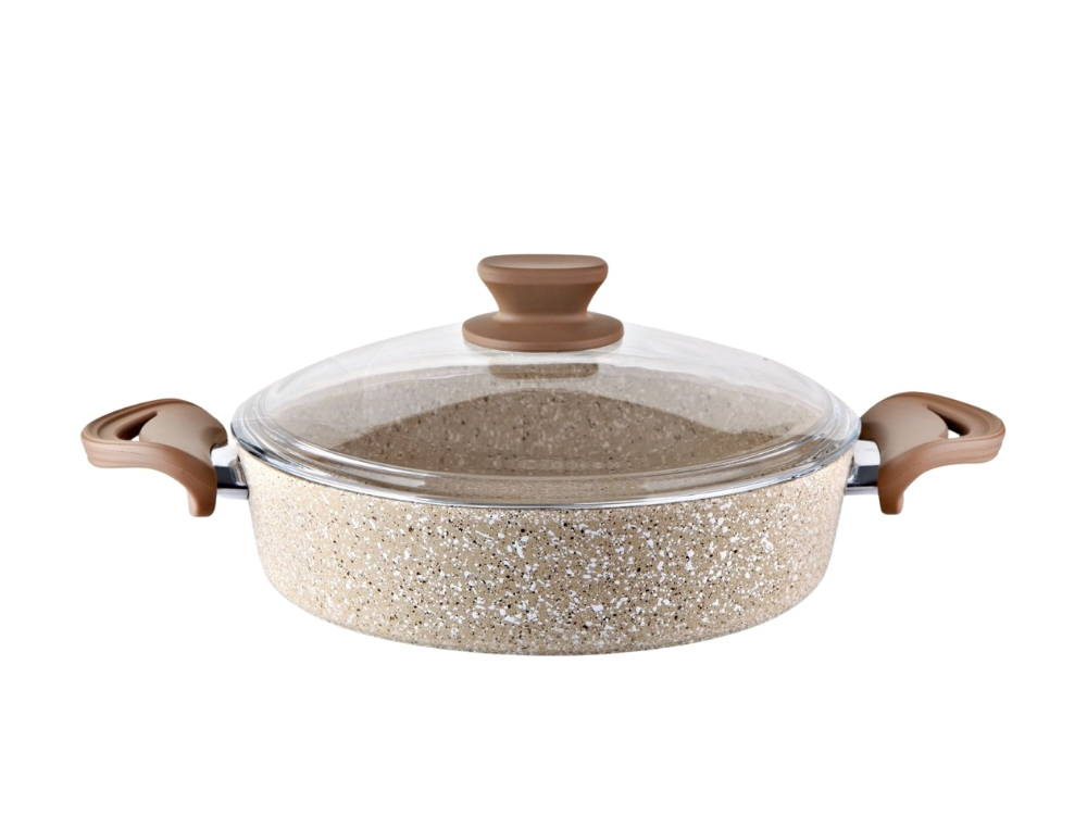 Eco Diez Ezme Serisi Basık Tencere Bakalit Saplı - Kapuçino 30 cm