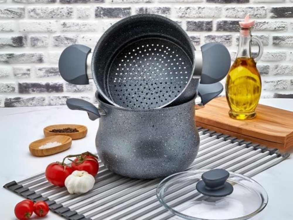 Eco Diez Ezme Serisi Kuskus Tencere - Gri 24 cm