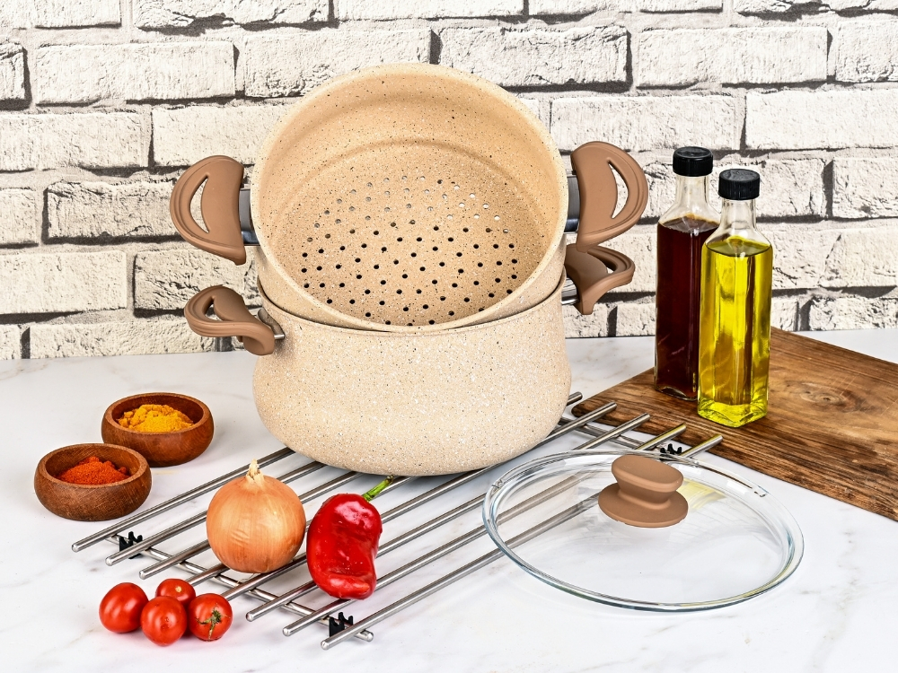 Eco Diez Ezme Serisi Kuskus Tencere - Kapuçino 24 cm