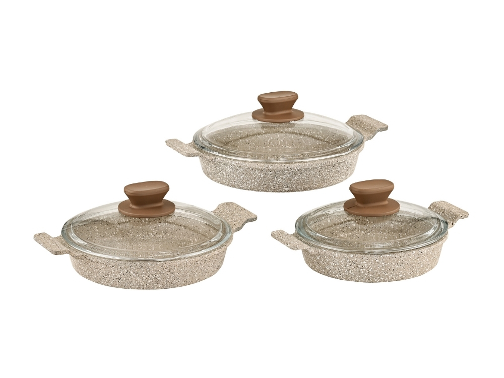 Elexus Serisi 6 Prç Döküm Sahan Set Bakalit Tepeli - Kapuçino