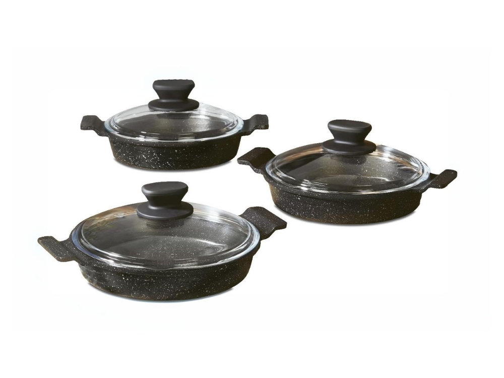 Elexus Serisi 6 Prç Döküm Sahan Set Bakalit Tepeli - Siyah