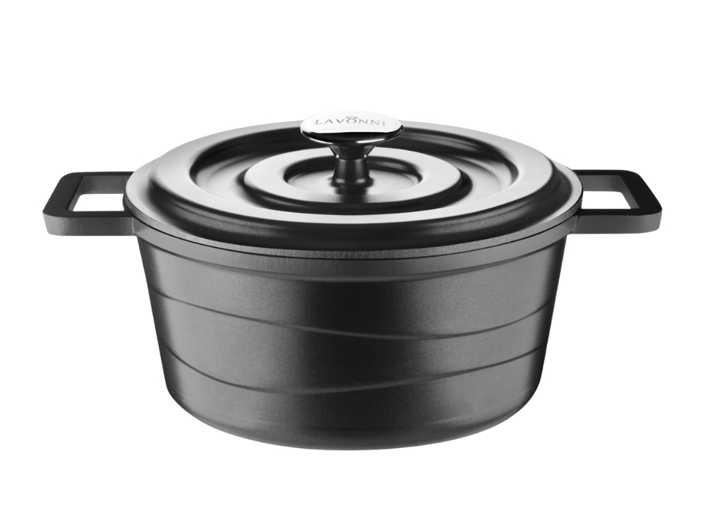 Elexus Serisi Döküm Kapaklı Derin Tencere - Siyah 28 cm