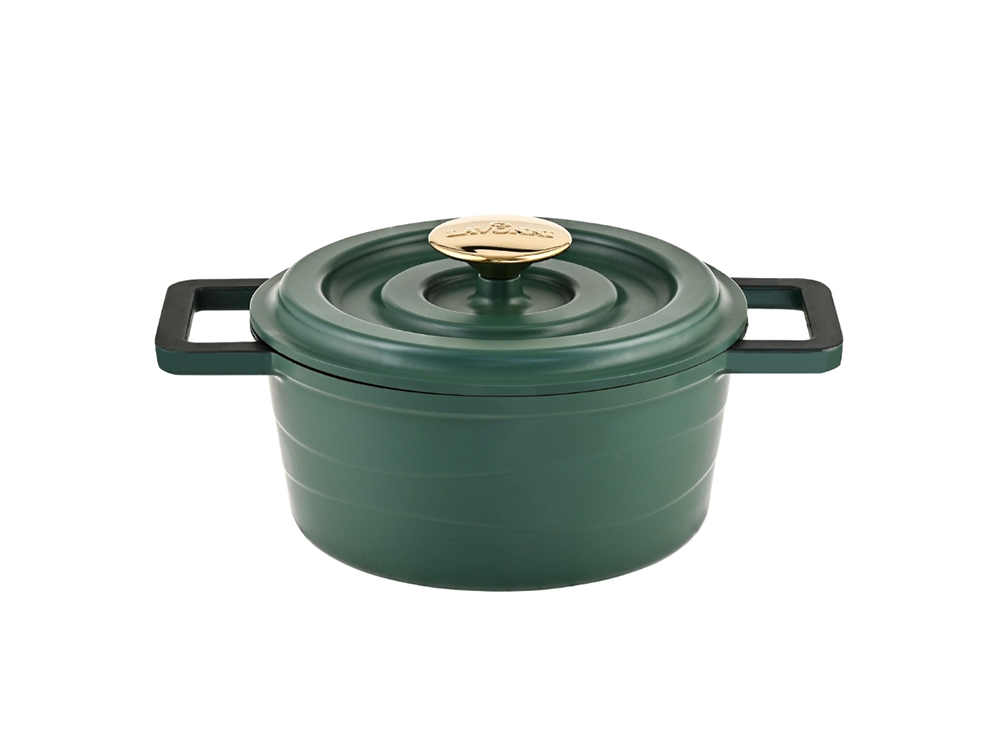 Elexus Serisi Döküm Kapaklı Derin Tencere - Yeşil 20 cm