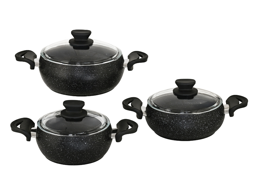 Güveç Serisi 6 Prç Güveç Tencere Seti Bakalit Sapli - Siyah
