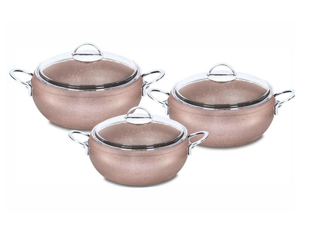 Güveç Serisi 6 Prç Güveç Tencere Seti Metal Sapli - Rose