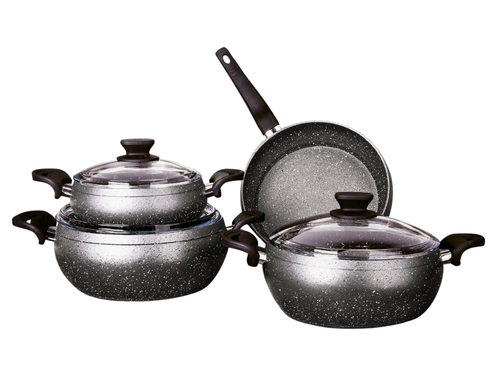 Güveç Serisi 7 Prç Güveç Tencere Seti Bakalit Sapli - Siyah