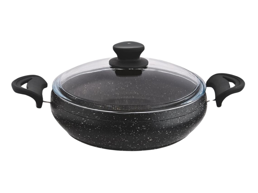 Güveç Serisi Güveç Basik Tencere Bakalit Sapli - Siyah 30 cm