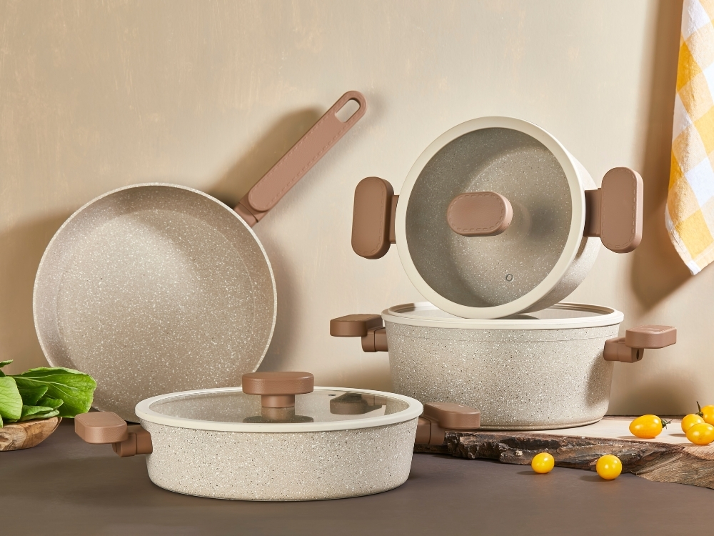 Valeria Ezme Serisi 7 Prç Ezme Tencere Seti - Kapuçino