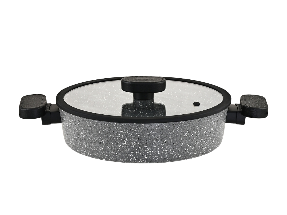 Valeria Ezme Serisi Basik Tencere - Gri 30 cm