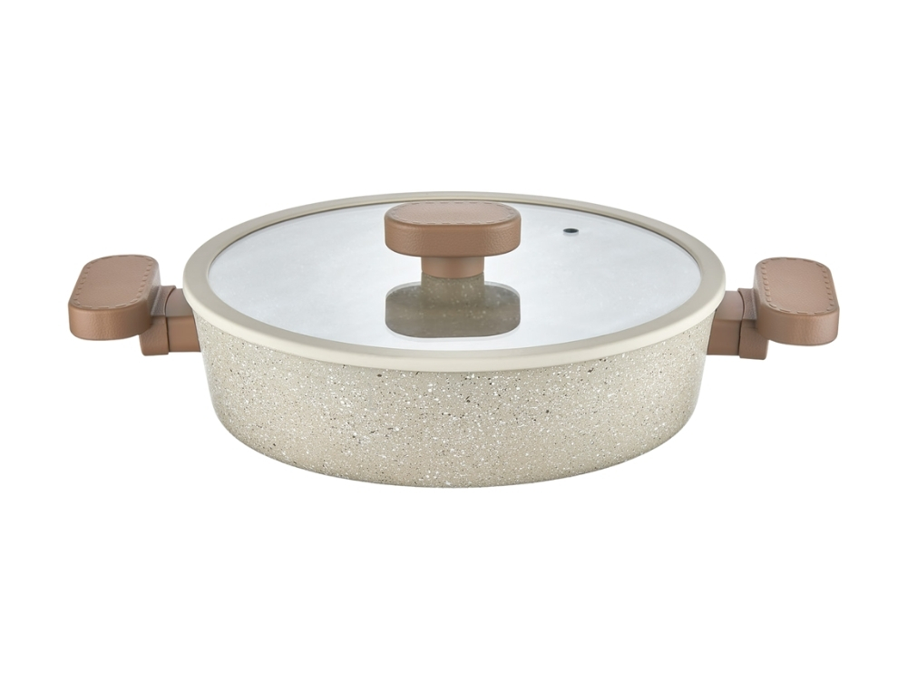 Valeria Ezme Serisi Basik Tencere - Kapuçino 24 cm