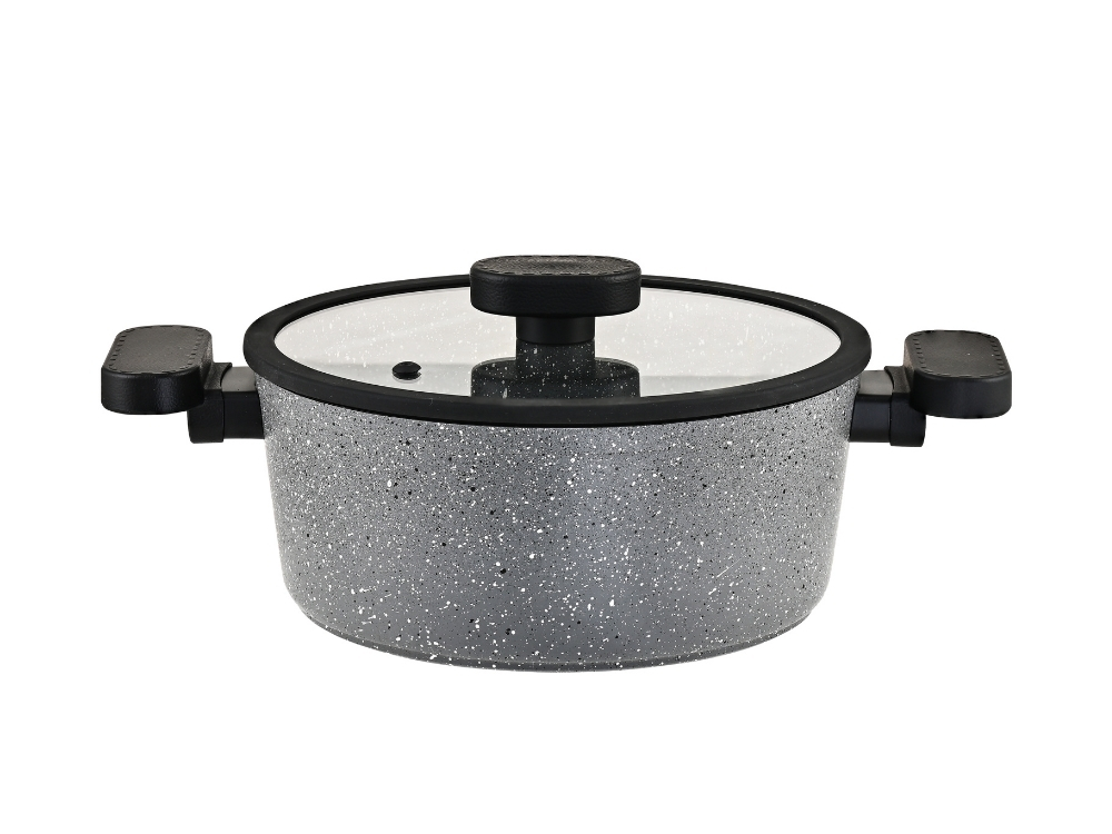 Valeria Ezme Serisi Derin Tencere - Gri 22 cm