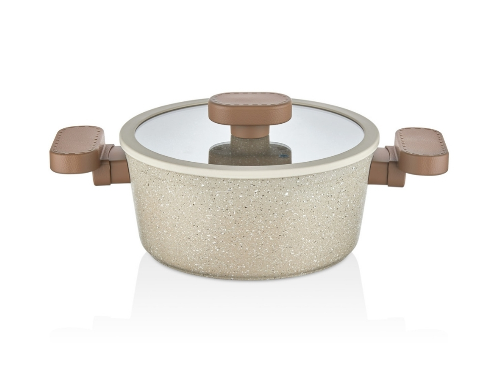 Valeria Ezme Serisi Derin Tencere - Kapuçino 26 cm