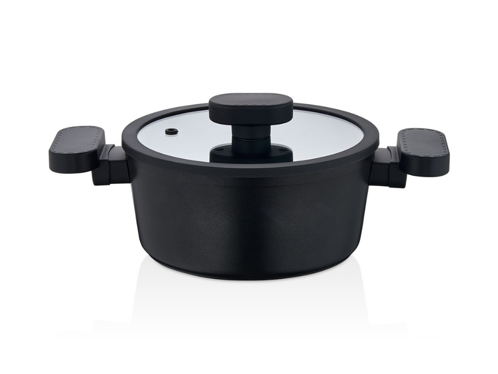 Valeria Ezme Serisi Derin Tencere - Siyah 22 cm